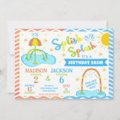 Splash Pad Joint Birthday Invitation | Water Park 招待状 (正面)