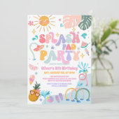 Splash Pad Party Pool Party Summer Birthday 招待状 (スタンド正面)