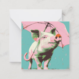 Splashing Adventures：ミニマリストピグおもしろい ノートカード