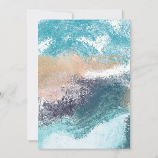 Splashing Blue Waves Coastal 結婚's 招待状 (裏面)