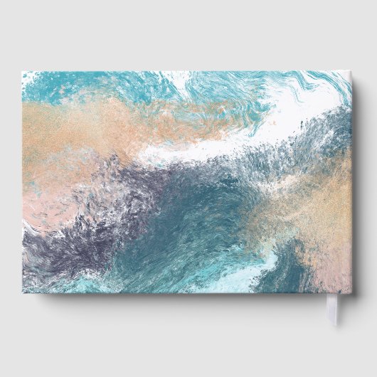 Splashing Blue Waves Coastal Wedding ゲストブック (裏面)