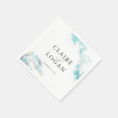 Splashing Blue Waves Coastal Wedding スタンダードカクテルナプキン (角)