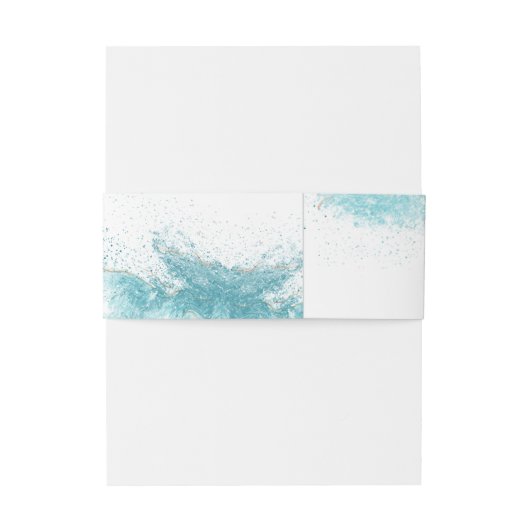 Splashing Blue Waves Coastal Wedding 招待状ベリーバンド (裏面例)