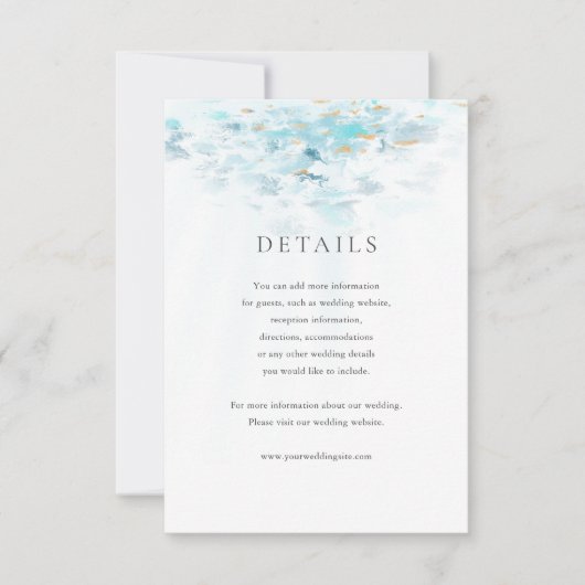 Splashing Blue Waves Coastal Wedding Details Card 出欠カード (正面)
