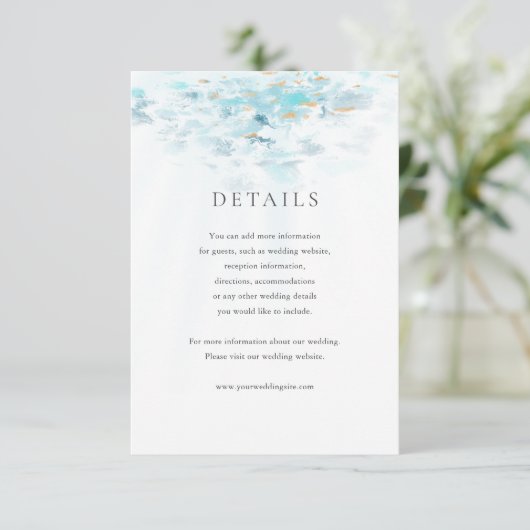 Splashing Blue Waves Coastal Wedding Details Card 出欠カード (スタンド正面)