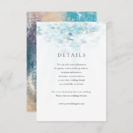 Splashing Blue Waves Coastal Wedding Details Card 出欠カード
