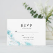 Splashing Blue Waves Coastal Wedding RSVP Card (スタンド正面)