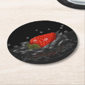 Splashing strawberry ラウンドペーパーコースター (アングル)