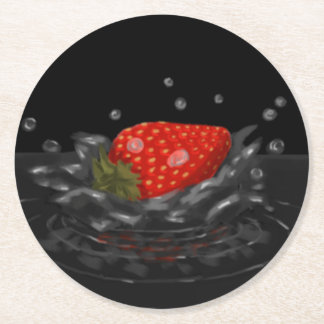 Splashing strawberry ラウンドペーパーコースター
