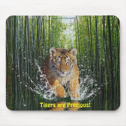 Splashing Tiger Cub & Bamboo Streamマウスマット マウスパッド (正面)