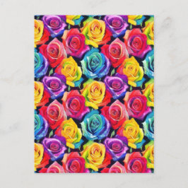 Splashy watercolor roses pattern ポストカード