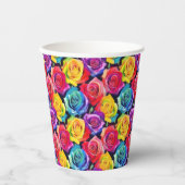 Splashy watercolor roses pattern, floral pattern 紙コップ (正面)