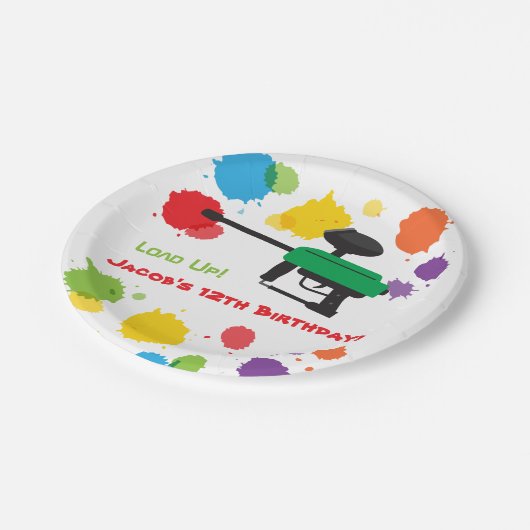 Splatのペイントボールの子供の誕生日のパーティーの紙皿 ペーパープレート (アングル)