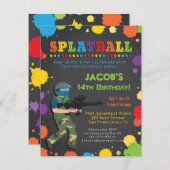 Splatballのカラフルなバースデーパーティ招待状 招待状 (正面/裏面)