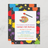 Splatsのペンキのパーティの招待状を絵を描いている子供 招待状 (正面/裏面)