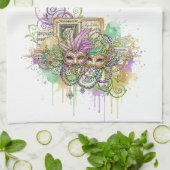 Splatter Mardi Gras collage キッチンタオル (折り畳み)