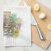 Splatter Mardi Gras collage キッチンタオル (四つ折り)