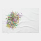 Splatter Mardi Gras collage キッチンタオル (横)