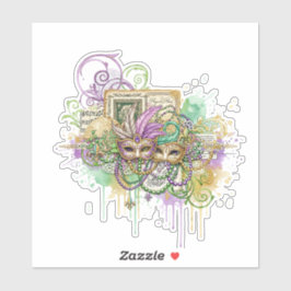 Splatter Mardi Gras collage シール
