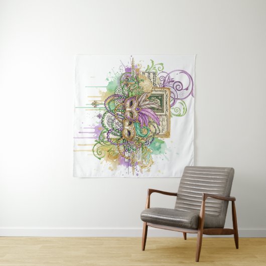 Splatter Mardi Gras collage タペストリー (インサイチュ(横))