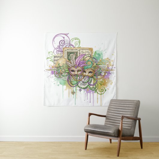 Splatter Mardi Gras collage タペストリー (インサイチュ)