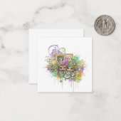 Splatter Mardi Gras collage ノートカード (正面/裏面インサイチュ)