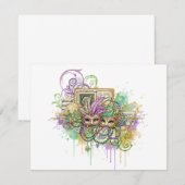 Splatter Mardi Gras collage ノートカード (正面/裏面)