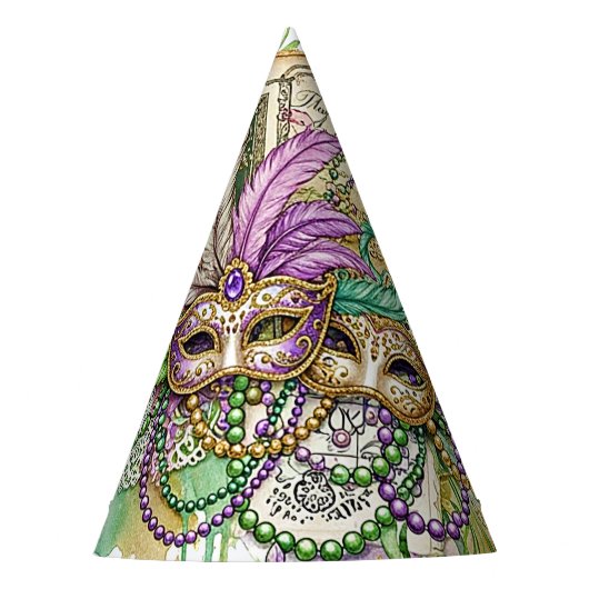 Splatter Mardi Gras collage パーティーハット (正面)