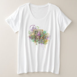 Splatter Mardi Gras collage プラスサイズTシャツ
