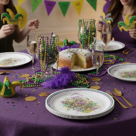 Splatter Mardi Gras collage ペーパープレート