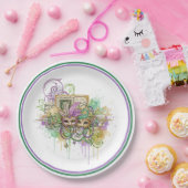 Splatter Mardi Gras collage ペーパープレート (パーティー)