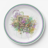 Splatter Mardi Gras collage ペーパープレート (正面)