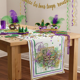 Splatter Mardi Gras collage ミディアムテーブルランナー