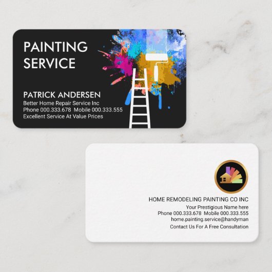 Splattered 絵を描 Home Repair Service 名刺 (正面/裏面)