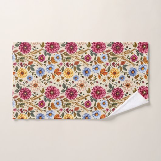 Splendid Fall Flowers バスタオルセット (ハンドタオル)