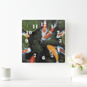 Splendid Koi Fish スクエア壁時計 (ホーム)