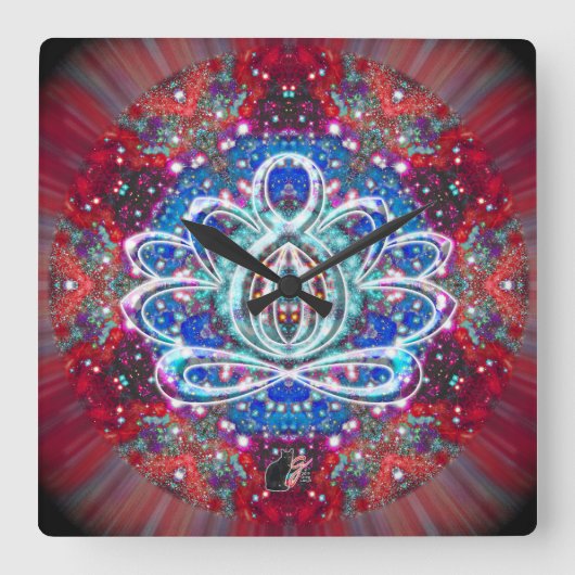 Splendorous Zen Lotus Clock スクエア壁時計 (正面)