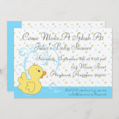 Splishのしぶきのダッキーのベビーシャワーの招待状 招待状 (正面/裏面)