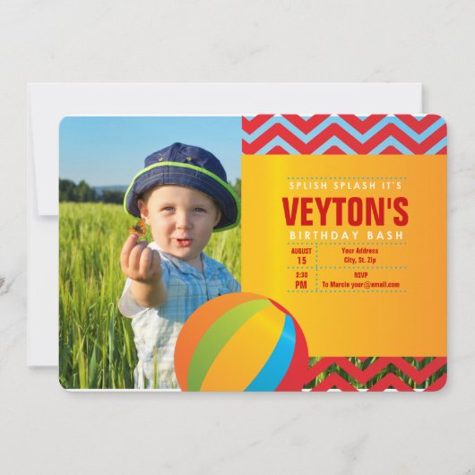 Splishのしぶき誕生日の強打の招待状 招待状 (正面)