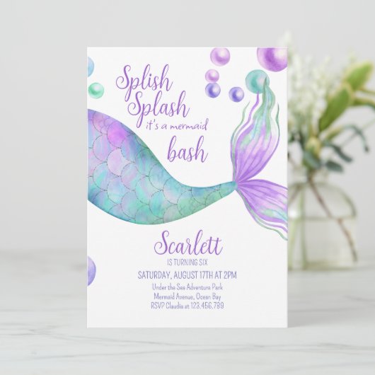Splish SplashはマーメイドのBash誕生日パーティーをスプラッシュ 招待状 (スタンド正面)