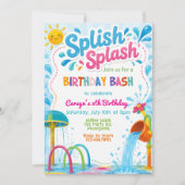 Splish Splash バースデーパーティー | スプラッシュパッド 招待状 (正面)
