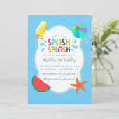 Splish Splash 誕生日パーティー 写真入り 招待状 (スタンド正面)