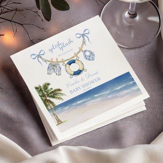 Splish Splash Baby Boy Beach Baby Shower スタンダードカクテルナプキン