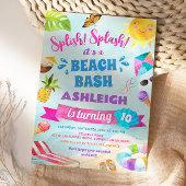 Splish Splash Beach Birthday Party Invitation 招待状