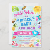 Splish Splash Beach Birthday Party Invitation 招待状 (正面)