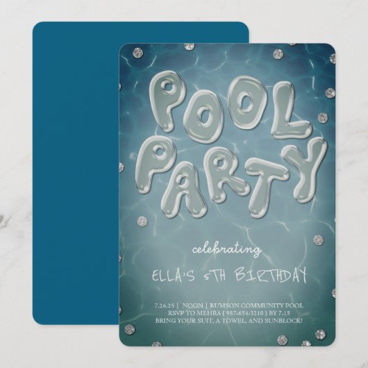 Splish Splash Birthday Bash Pool Party Invitation 招待状 (正面/裏面)