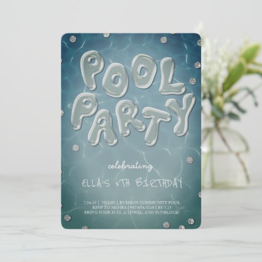 Splish Splash Birthday Bash Pool Party Invitation 招待状 (スタンド正面)
