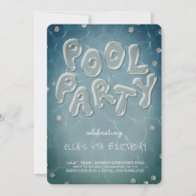 Splish Splash Birthday Bash Pool Party Invitation