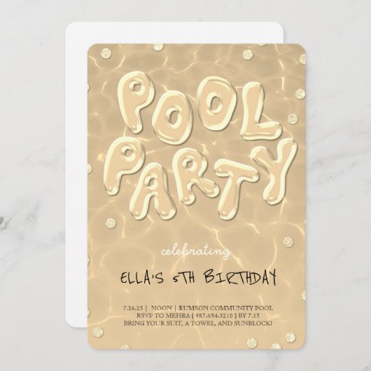 Splish Splash Birthday Bash Pool Party Invitation 招待状 (正面/裏面)