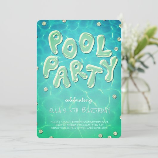 Splish Splash Birthday Bash Pool Party Invitation 招待状 (スタンド正面)